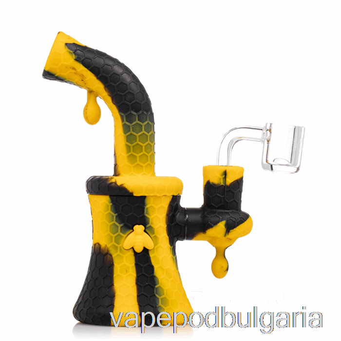 Vape 10000 Дръпки Stratus Bee Silicone Dab Rig Sol (черен / жълт)